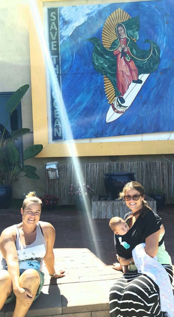 When Marta Moreno and her sister Tina took their nieces Renee Moreno and Jessica Moreno-Freeman out to lunch, the family stopped at the Surfing Madonna Mosaic. After looking at the photo they took, they noticed a clear, bright beam of light shinning down on their family’s memorial brick. Courtesy photo