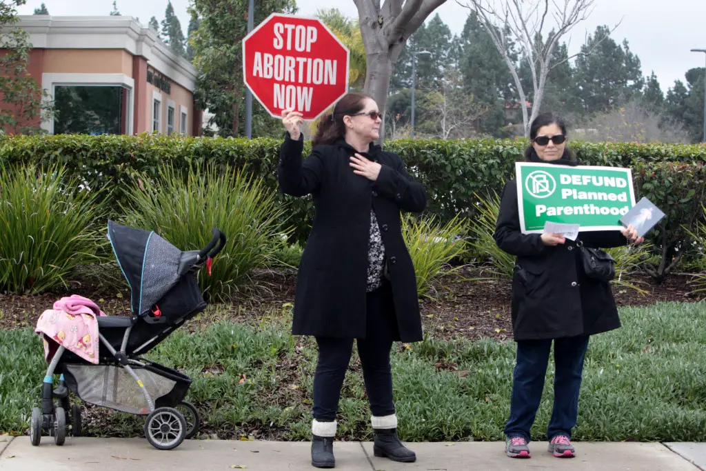 Pro-life supporters  demonstrate their beliefs and their rights Saturday morning outside the Vista Planned Parent Hood office. Photo by Pat Cubel
