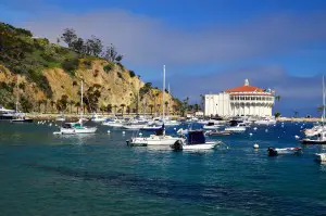 This view of Avalon Harbor and the landmark Casino greets passengers as they disembark from Catalina Express ferries. The dock and most of the town’s attractions are within walking distance, and cars are forbidden in certain areas, so Avalon a pedestrian-friendly town. 